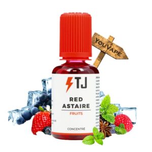 L'arôme concentré Red Astaire de la marque T-Juice est une recette mélangeant des fruits rouges, du raisin noir et rehaussé d'eucalyptus doux, d'anis et de menthol.