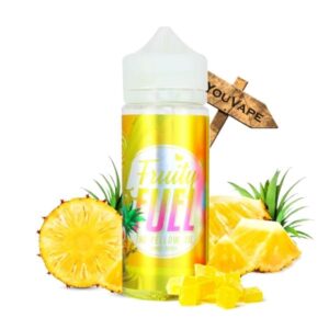 Le e-liquide The Yellow Oil de Fruity Fuel est un mélange fruité de bonbon à l'ananas adouci par une pointe de fraîcheur.