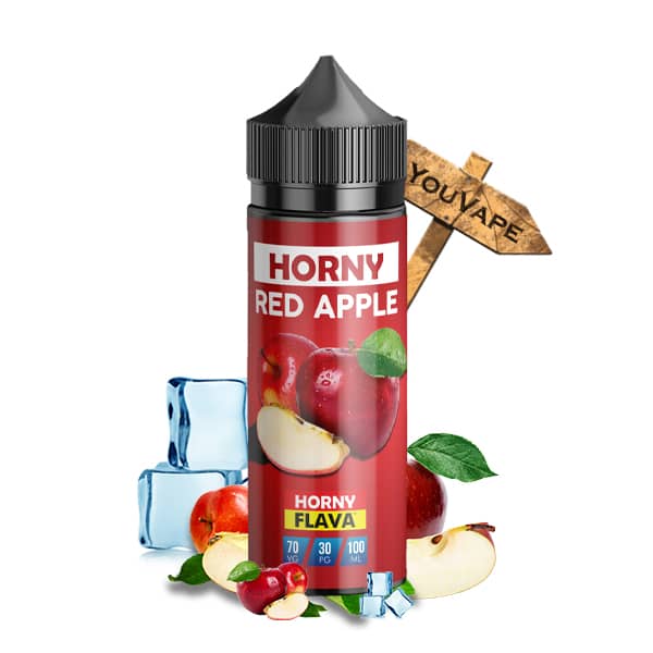 Le eliquide Horny Red Apple de Horny Flava est une recette de pommes rouges sucrées à souhait avec beaucoup de fraîcheur. Ce eliquide pour cigarette électronique est fabriqué en Malaisie avec un ratio de PG/VG 50/50. Vendu sans nicotine en flacon de 120ml, il est rempli à 100ml afin de vous laisser de la place pour ajouter vos boosters de nicotine.