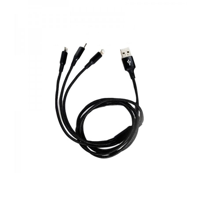 Chargeur Voiture 2x USB 33W + Câble 3 en 1, Wekome - Noir
