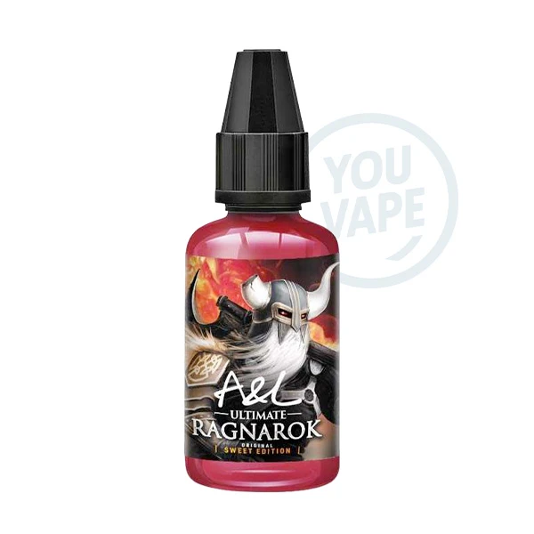 Le Ragnarok est un arôme concentré de la marque A&L. fruité aux saveurs de fruits rouges tel que des fraises et des mûres, des framboises et des myrtilles, le tout dans un tourbillon de fraîcheur.
