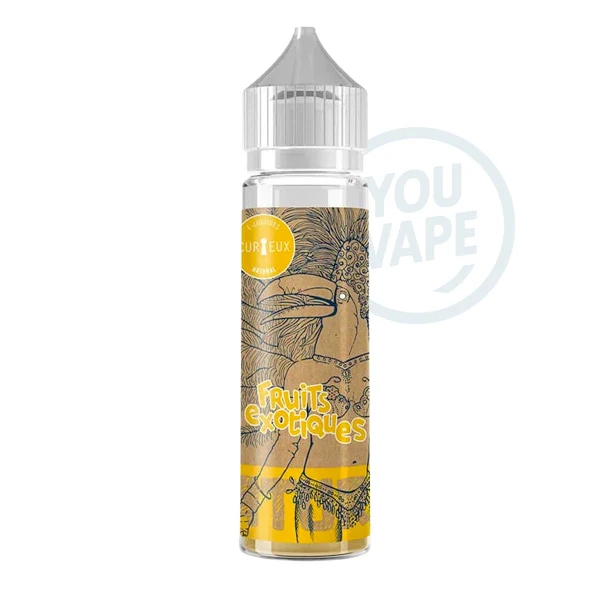Le e liquide Fruits Exotiques, de la gamme Natural, par Curieux est un mélange tout droit venu des îles en version végétol.