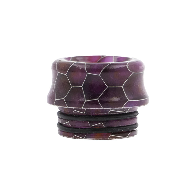 Drip Tips 810 avec joints, en Résine maillée en nid d’abeille, disponibles en 3 couleurs : vert, orange, violet. Leur forme évasée est confortable pour les lèvres.