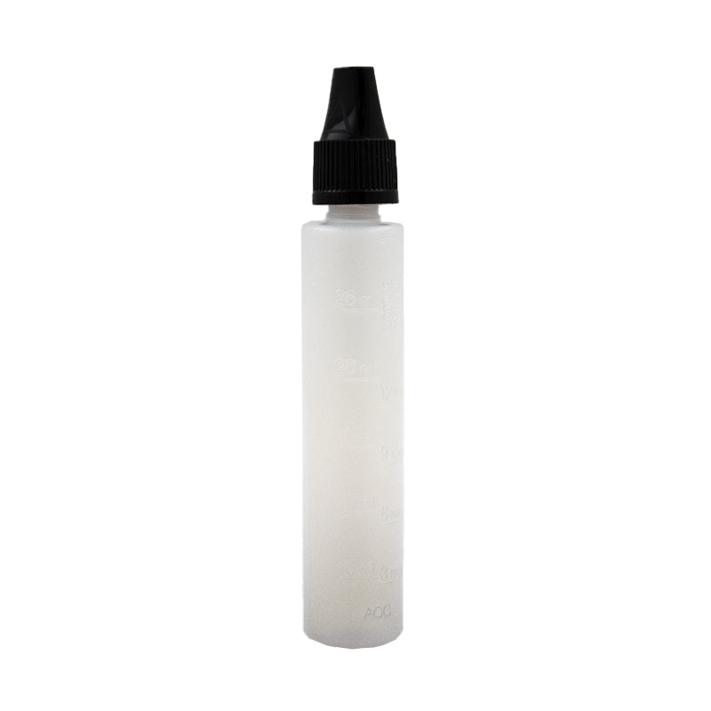 Flacon gradué de 30ml qui facilite le dosage des composants d’un eliquide en Diy. Équipé d’un embout fin, il est fabriqué en polyéthylène souple et résistant.