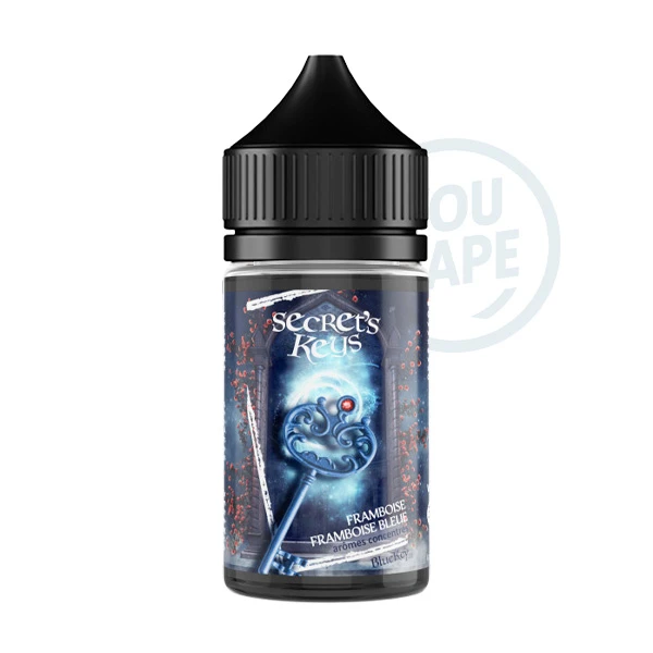 Le Blue Key est un arôme concentré de la marque Secret's Lab développe des parfums fruités acidulés de framboise des bois associés à la sucrosité des framboises bleues.