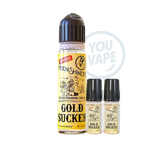 Pack gold sucker 60ml avec deux boosters de 6mg de nicotine par moonshiners