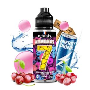 Le e liquide Numbers 7 est une saveur rafraîchissante et énergisante à base de boisson energy drink parfumé à la cerise givrée et agrémentée de bubble gum.