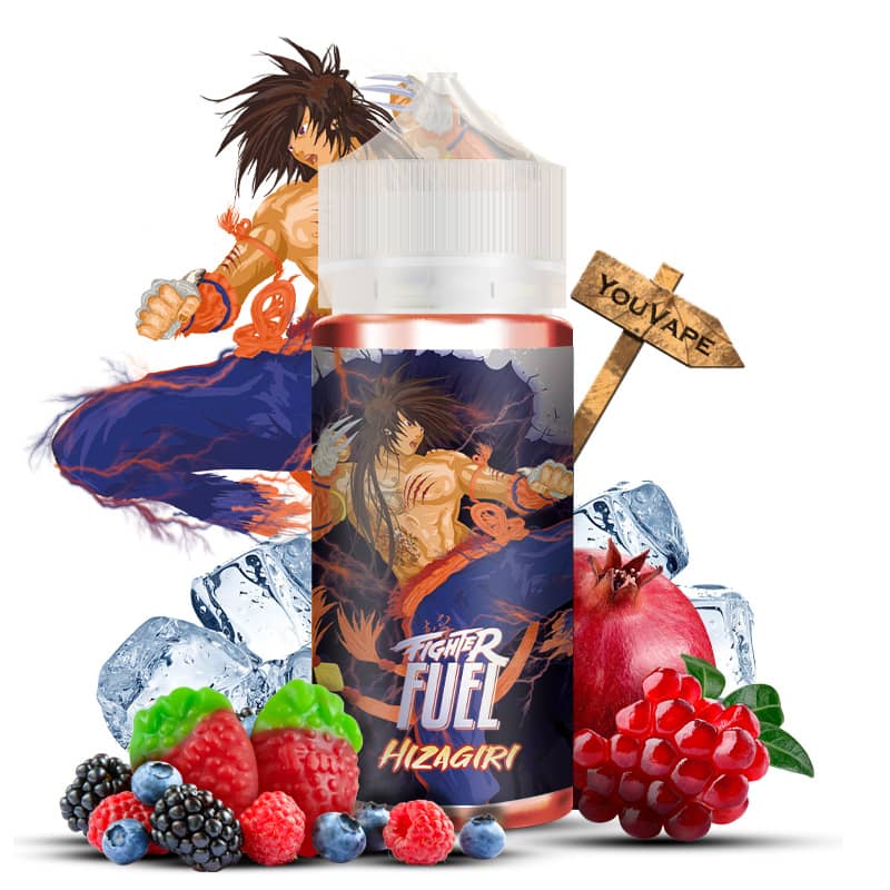 Le e liquide Hizagiri de Fighter Fuel offre un torrent de fruits rouges glacés, boostés de fraises et de grenadines acidulées.