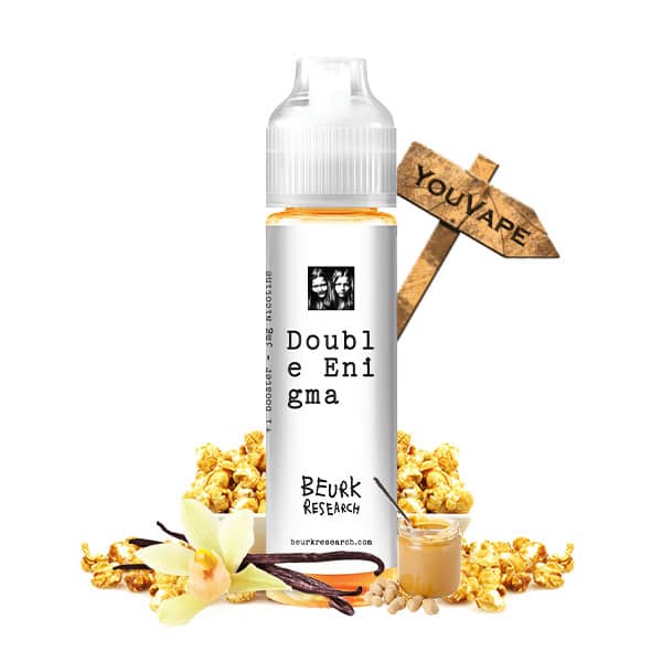 Le e-liquide Double Enigma de Beurk Research vous offre une expérience énigmatique, en associant à égalité une gousse de Vanille Bourbon, des Pop-Corns caramélisés et un soupçon de beurre de cacahuète. Ainsi les saveurs évoluent à chaque bouffée.
