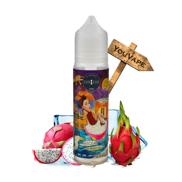 Le e liquide Nice to Meet You, de la gamme Edition Exagone par Curieux, vous donne le frisson avec son fruit du dragon bien sucré sur un lit de glace.