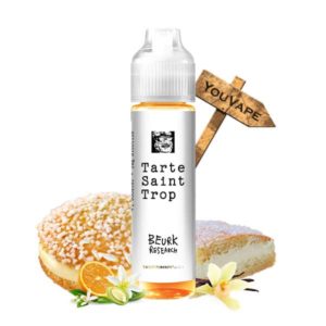 Le e-liquide Tarte Saint Trop de Beurk Research vous offre la douceur de la célèbre Tropésienne, alliance de brioche et de crème pâtissière vanillée, relevée d'une pointe de fleur d'oranger.