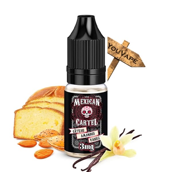 Le e liquide Gateau Amande Vanille de Mexican Cartel est une pâtisserie typiquement mexicaine à base de vanille et d'amande.