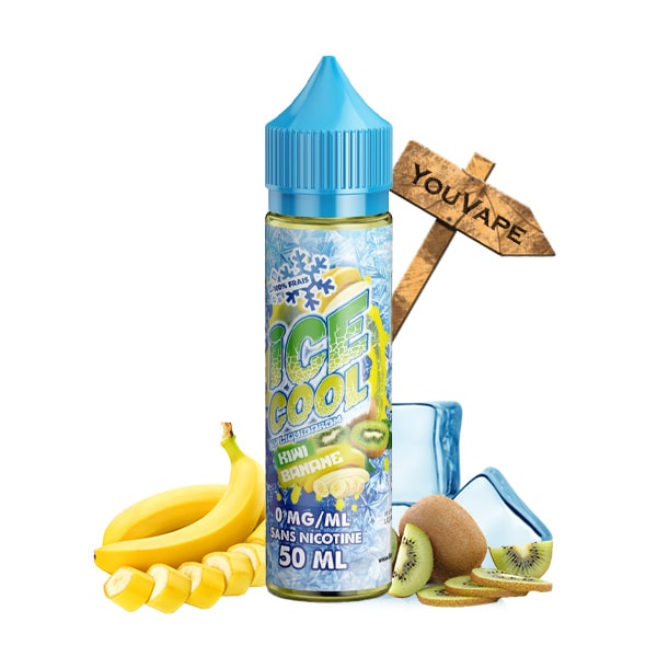 Le e liquide Kiwi Banane, de la série Ice Cool de Liquidarom, vous propose un cocktail bien glacé de Kiwi acidulés et de Bananes bien sucrées.