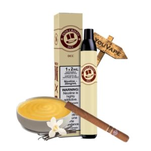 La Puff DCC Custard est une cigarette électronique jetable qui vous offre 700 bouffées d'une crème custard vanille relevée par un cigare cubain.