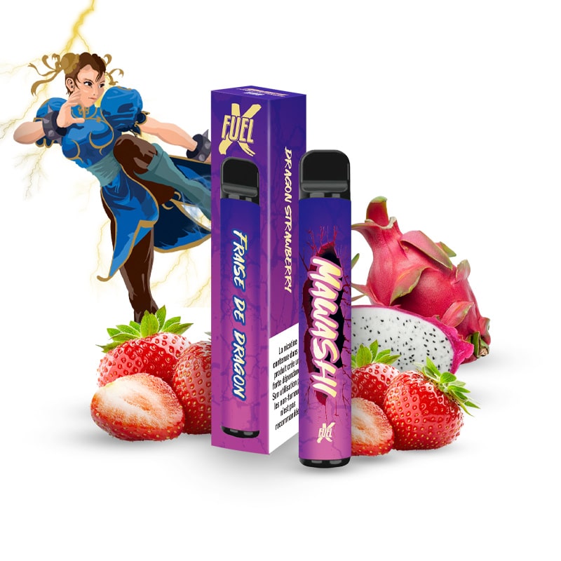 La Puff Mawashi de Fighter Fuel est une e-cigarette jetable de 700 bouffées d'un délicieux cocktail glacé de fraises et fruits du dragon.