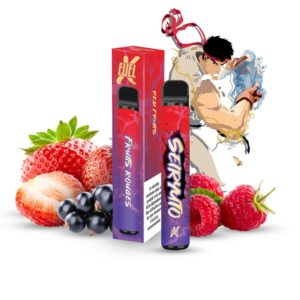 La puff Seiryuto est une cigarette électronique jetable de 600 bouffées fruits rouges des bois givrés : cassis, mûres, framboises, fraises.
