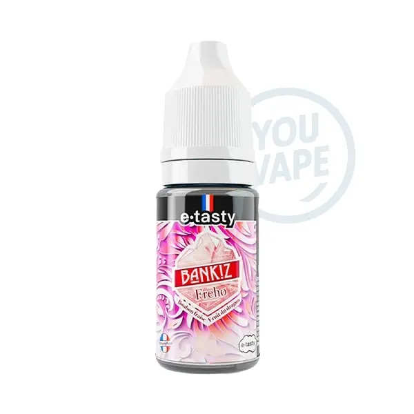 Le e liquide Freho de la gamme Banquise de E.tasty est une saveur jus de fruits du dragon glacial, boosté avec des bonbons à la fraise.