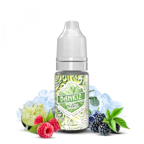 Le e liquide Siko de la gamme Bankiz de E.tasty vous fait frissonner de joie avec son jus de Fruits des Bois glacial, relevé de Citron Caviar acidulé.