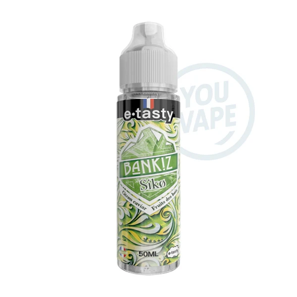 Le e liquide Siko de la gamme Bankiz de E.tasty vous fait frissonner de joie avec son jus de Fruits des Bois glacial, relevé de Citron Caviar acidulé.