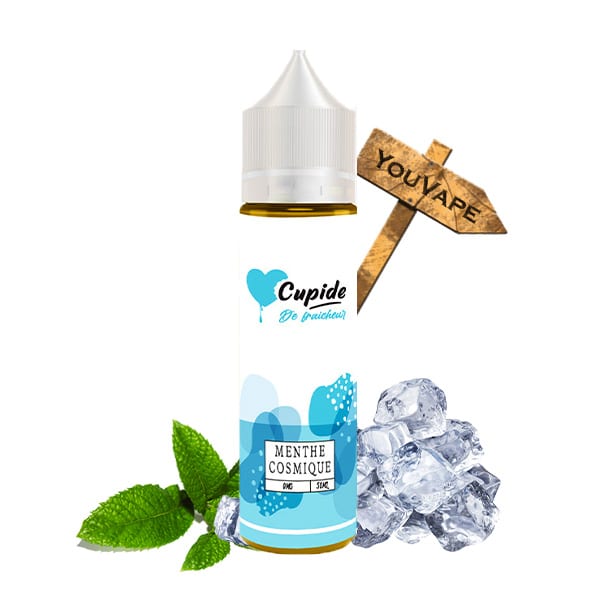 Le e liquide Menthe Cosmique de Cupide est un assemblage très frais de menthe et de menthol pour une vape à vous glacer le sang.