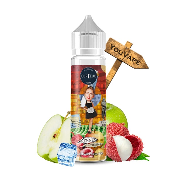 Le e liquide Rennes des Reinettes 50ml, de la gamme Edition Hexagone par Curieux, est un duo de pommes et de litchi tout simplement divin.