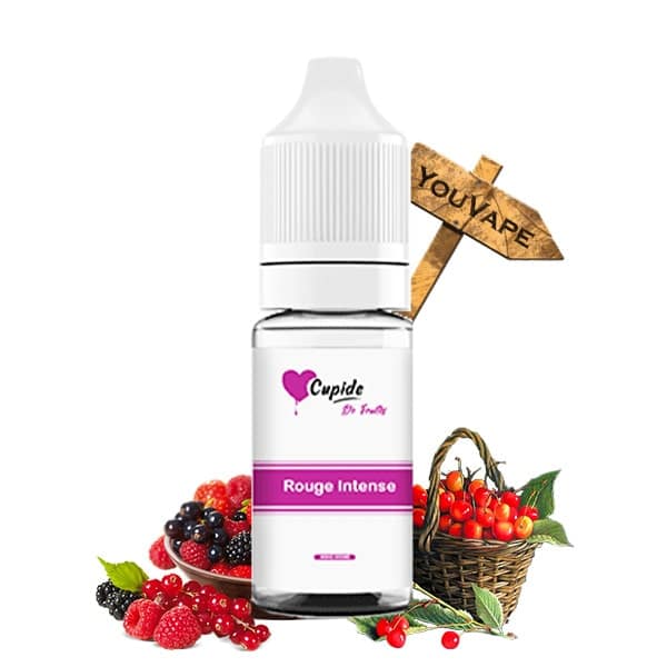 Le e liquide Rouge Intense de Cupide est un mélange de divers fruits rouges avec des fraises, des framboises et des cerises accompagnées de petites baies.