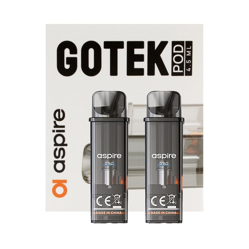 Pack de 2 Cartouches de remplacement pour le Pod Gotek X de Aspire. Elles peuvent contenir 4.5ml de eliquide, et sont équipées d'une résistance intégrée en mesh de 0.80 ohm.