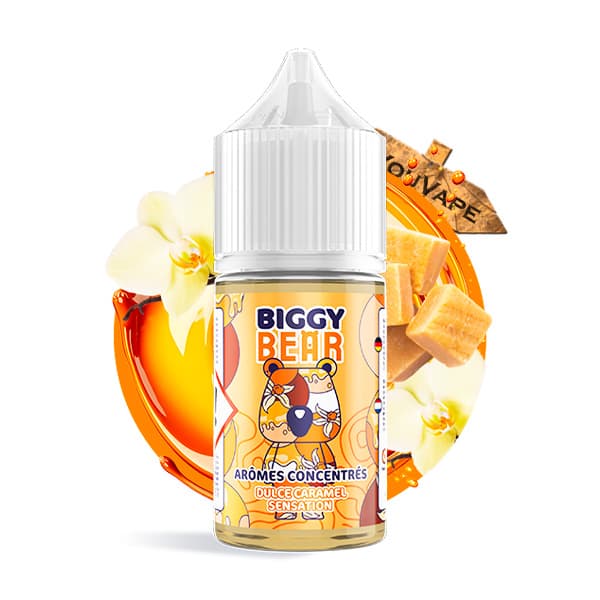 L'arôme concentré Dulce Caramel Sensation 30ml de la marque Biggy Bear est un caramel fondant pour un plaisir sucré accompagné de la délicatesse de la vanille.