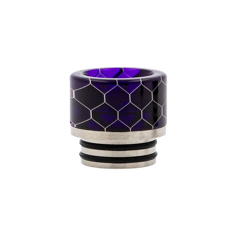 Drip Tips 810 Acier et Résine Nid d'abeilles de la marque Française Pimp my Vape. Avec joints, ils sont adaptés pour les atomiseurs 810 sans joint intégré.