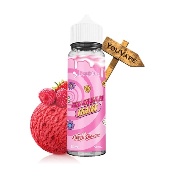 Le e liquide Ice Cream Fraise 50ml, de la gamme Wpuff par Liquideo, vous offre une douce crème glacée à la fraise bien gourmande.