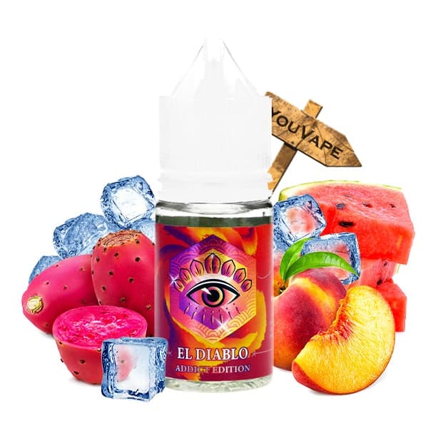 Le concentré El Diablo Wink 30ml par Made in Vape est une recette endiablée à base de figue de barbarie, pastèque et pêche avec une pointe de fraîcheur.