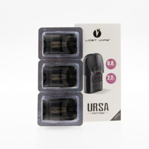 Pack de 3 cartouches de 2ml à résistances intégrées pour les pods de la série Ursa de Lost Vape, pour vapoter de 12 à 30 watts.