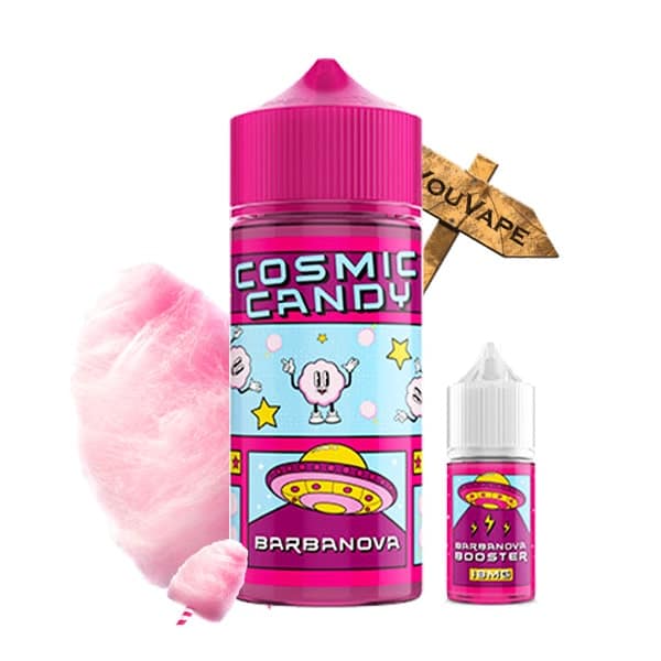 Le e liquide Barbanova par Cosmic Candy est une invitation à la fête foraine pour déguster une succulente barbe à papa bien sucrée.