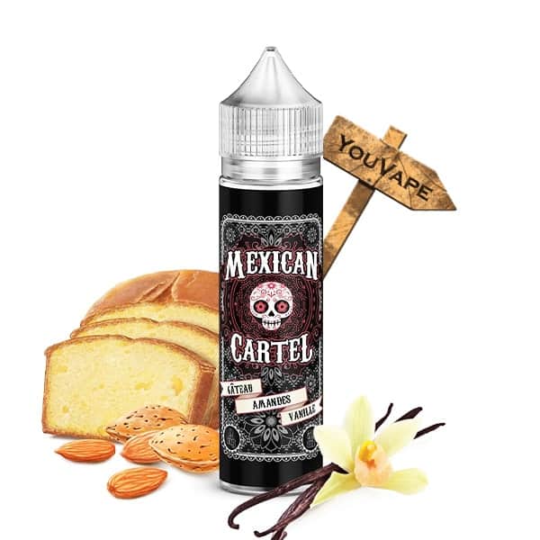 Le e liquide Gateau Amande Vanille de Mexican Cartel est une pâtisserie typiquement mexicaine à base de vanille et d'amande.
