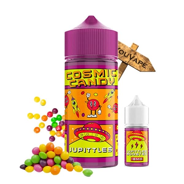 Le e liquide Jupittles 60ml par Cosmic Candy est un arc-en-ciel de friandises avec sa délicieuse saveur de bonbons fruités façon Skittles.
