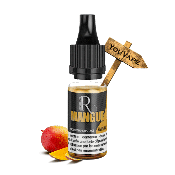 Le E-liquide Mangue de Revolute vous propose de déguster ses mangues, fraîchement cueillies dans la forêt tropicale.