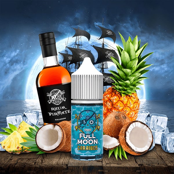 Le concentré Caraïbes de Full Moon vous embarque à l'abordage avec sa recette de pirate composée de rhum arrangé à base d'ananas et de lait de coco.