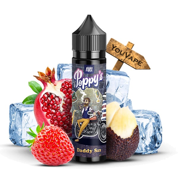 Le e liquide Daddy Sax par Poppy's vous propose un mélange de grenade et fraise rythmé par le fruit du serpent dans un souffle de fraîcheur.