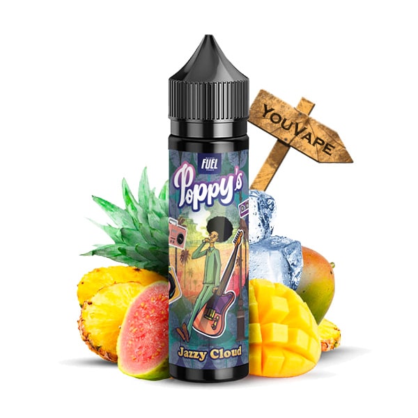 Le e liquide Jazzy Cloud par Poppy's est un duo collé serré exotique composé de goyaves et de mangues accompagné d'une belle fraîcheur.