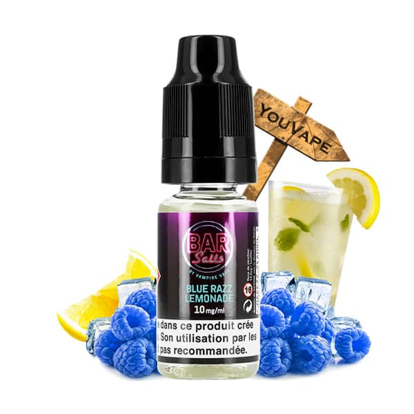 Le e liquide Blue Sour Salt de la gamme Bar Salts de Vampire Vape est un mélange acidulé composé de framboises bleues et de framboises rouges.