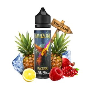 Le e liquide Machado de la gamme Amazone par E.Tasty est un mélange fruité à base d'ananas, de fruits rouges citronnés et de grenade avec une pointe de fraîcheur.