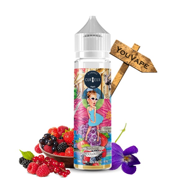 Le e liquide Nothing Toulouse 50ml par Curieux une délicieuse violette rappelant la confiserie traditionnelle toulousaine, agrémentée de fruits rouges, sucrés et acidulés.