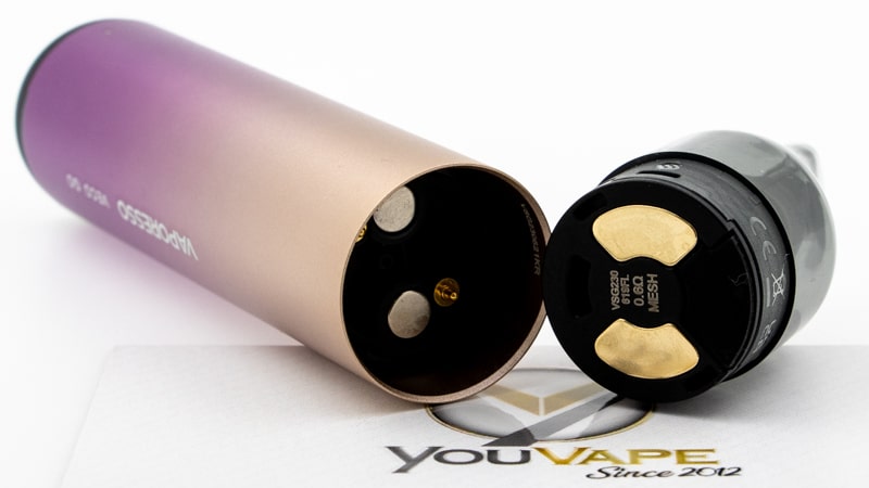 Comme toutes les cigarettes électroniques pod, le Veco Go est composé d'une batterie, et d'une cartouche qui se glisse dedans