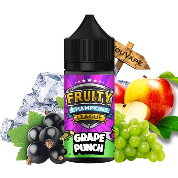 L'arôme concentré Grape Punch 30ml de Fruity Champions League est un mélange fruité à base de raisin, de pomme et de cassis avec de la fraîcheur.