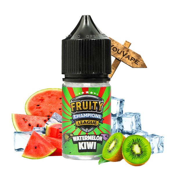 L'arôme concentré Watermelon Kiwi 30ml de Fruity Champions League vous offre le mix fruité parfait entre le kiwi et la pastèque avec sa touche de fraîcheur.