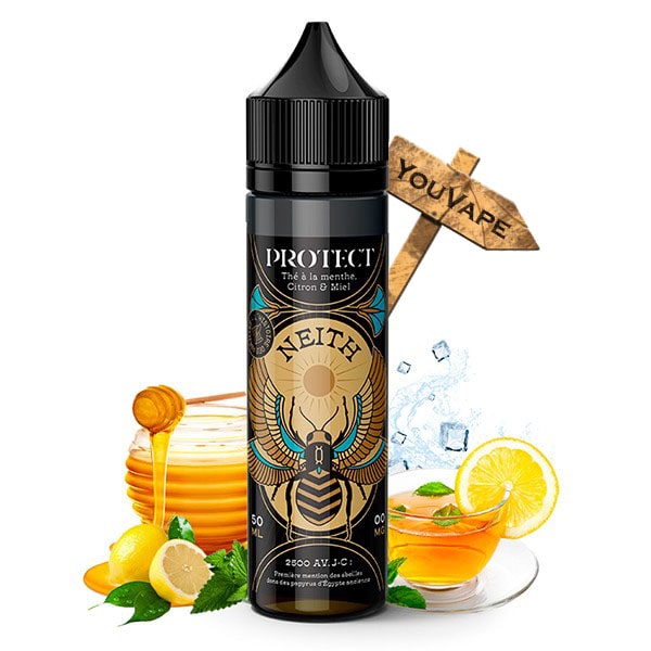 Le e liquide Neith de Protect développe les saveurs fraîches d'un délicieux thé vert frappé au miel, soutenu par un soupçon de menthe et de zeste de citron.