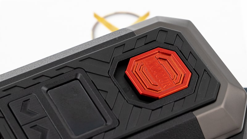 Le switch de la box Armour Max et large et confortable : il peut facilement être manipulé avec des gants par exemple