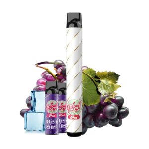 Le Kit Wpuff Raisin Glacé de Liquideo est une puff rechargeable complète, composée d'une batterie, d'un chargeur USB-c, et de 2 cartouches au goût de raisin glacé, fabriquées en France par Liquideo.