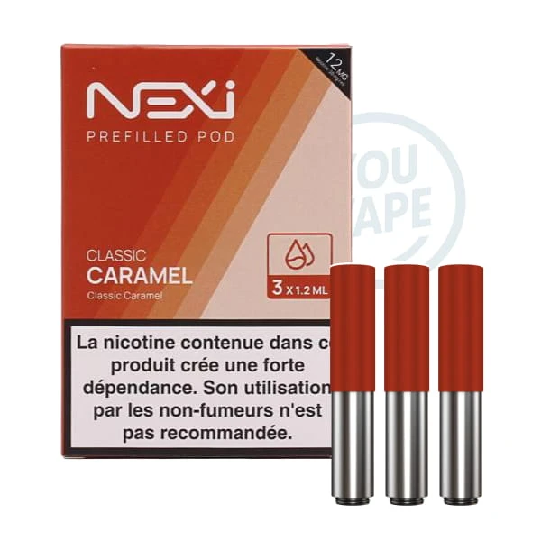 Saveur classic caramel 12mg en pack de 3 cartouches pour la Nexi One de Aspire