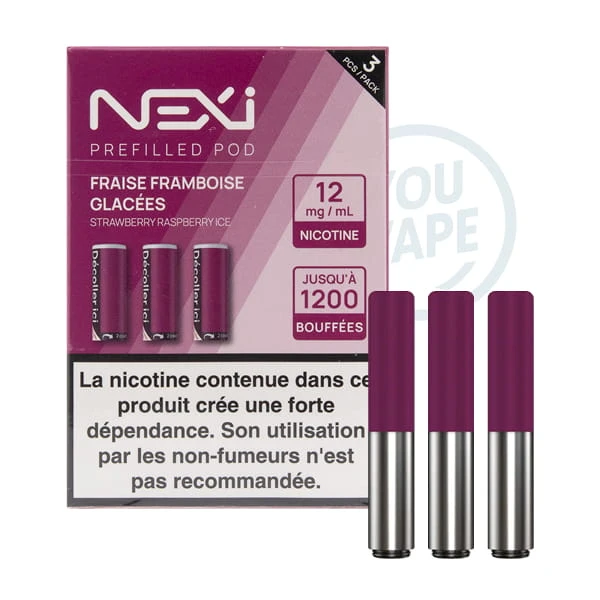 Saveur fraise framboise glacées 12mg en pack de 3 cartouches pour la Nexi One de Aspire